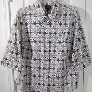 Westbound Woman Wrinkle Free 3/4 Slv Brown/Orange Print 100% Cotton Blouse, 20W